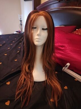 Brown Long Layered Women's Wig with Subtle Auburn Highlights